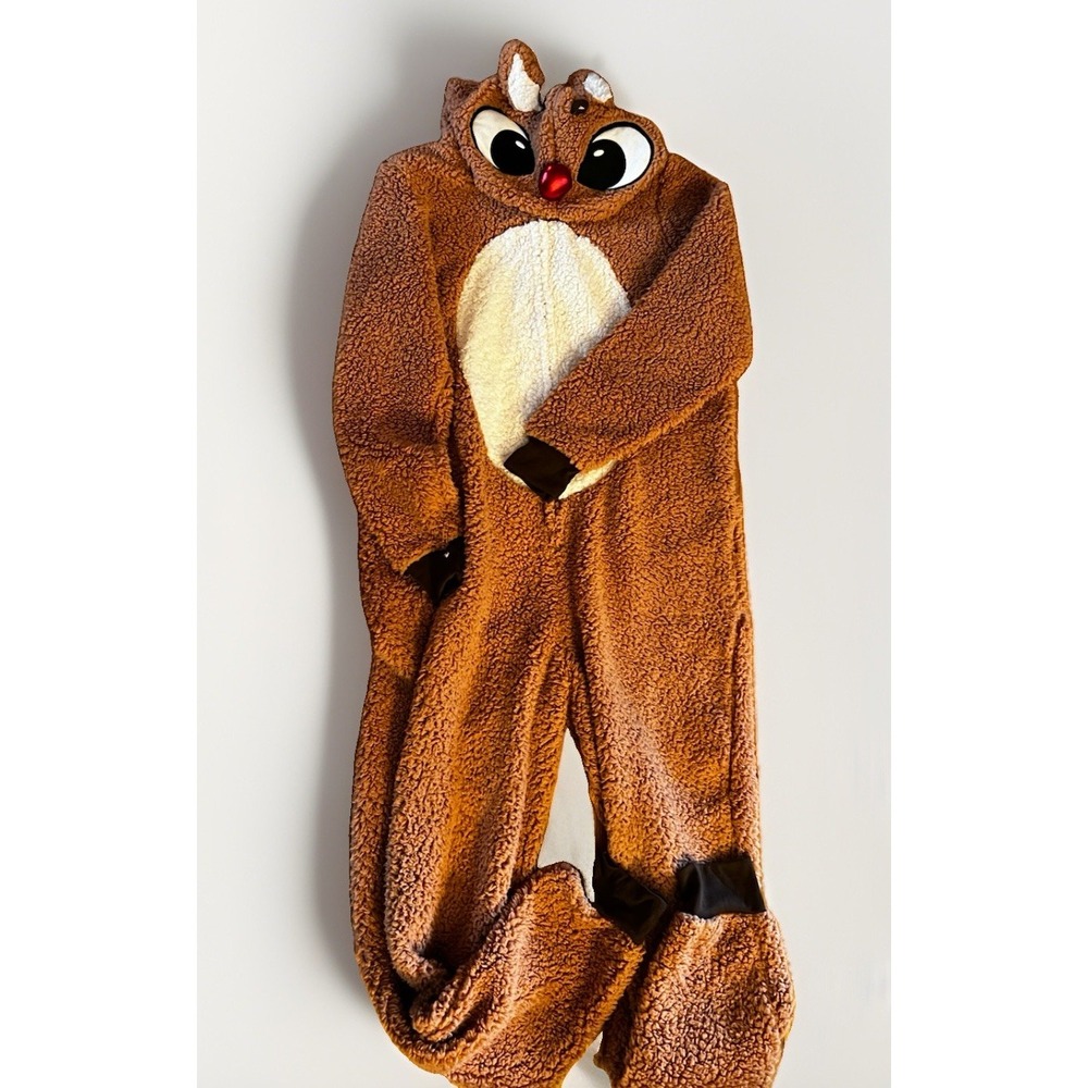 Rudolph Red-Nosed Reindeer Adult L Sherpa Union Suit Pajamas Costume MJC